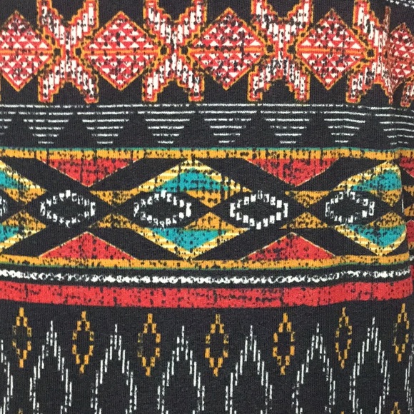 Red Tribal Print Contrast Long Sleeve Tee - Picture 6 of 7